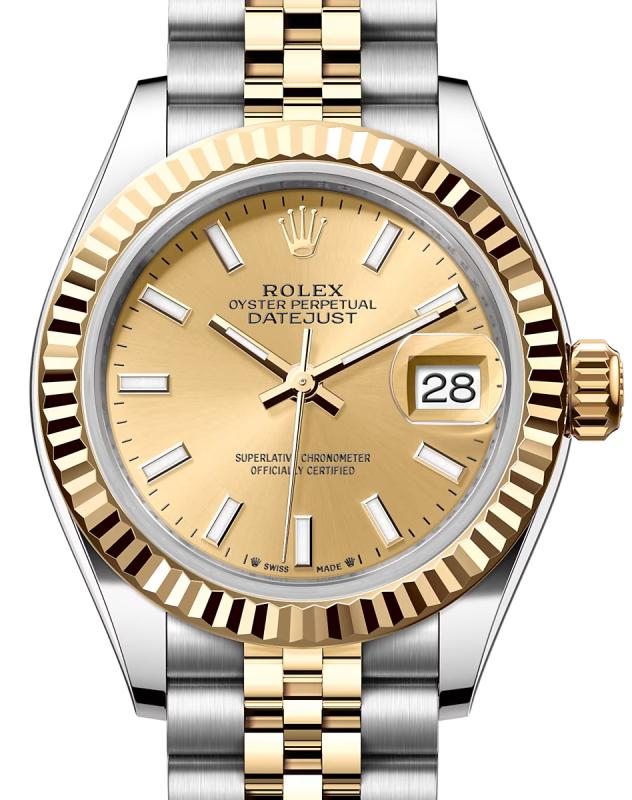 Lady D-Just 28mm Two-Tone Yellow Gold & Steel (Champagne Dial) – Luxury Watch