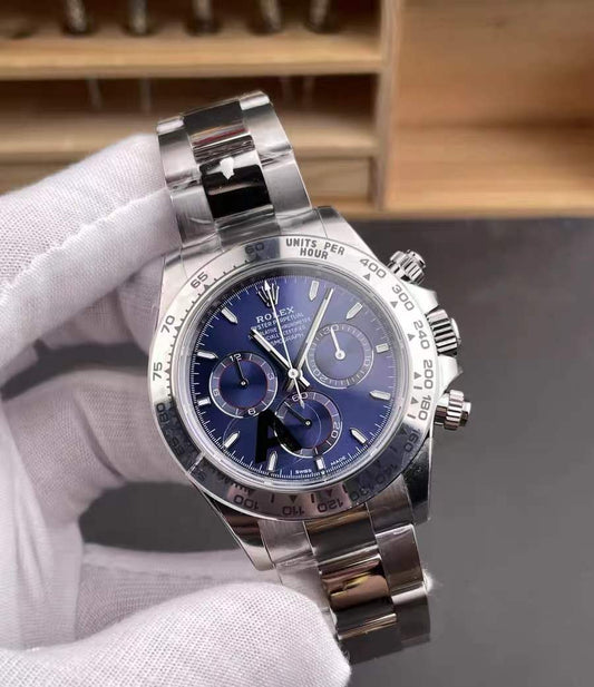 White Gold Stainless Steel (Blue Dial) - Luxury Watch