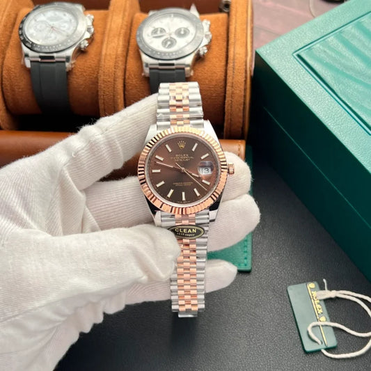 D-Just 41mm Everose Gold and Steel (Chocolate Dial) - Luxury Watch