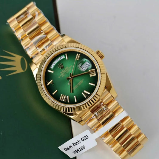 D-Date President 40 Yellow Gold Green Ombre - Luxury Watch