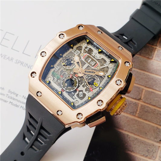 Carbon Sports Watch Rubber Black and Bronze Dial- Luxury Watch