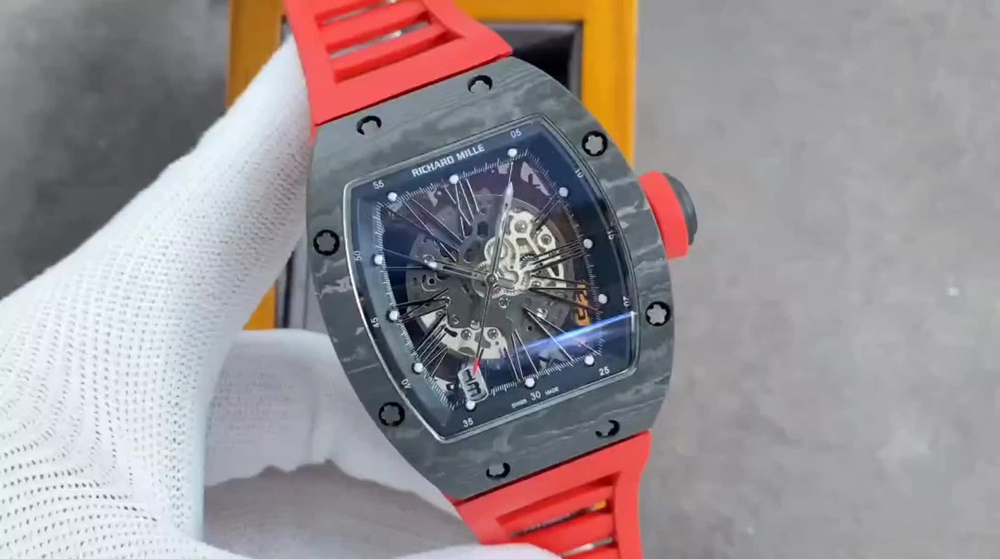 Carbon Sports Watch Rubber Red and Black Dial- Luxury Watch