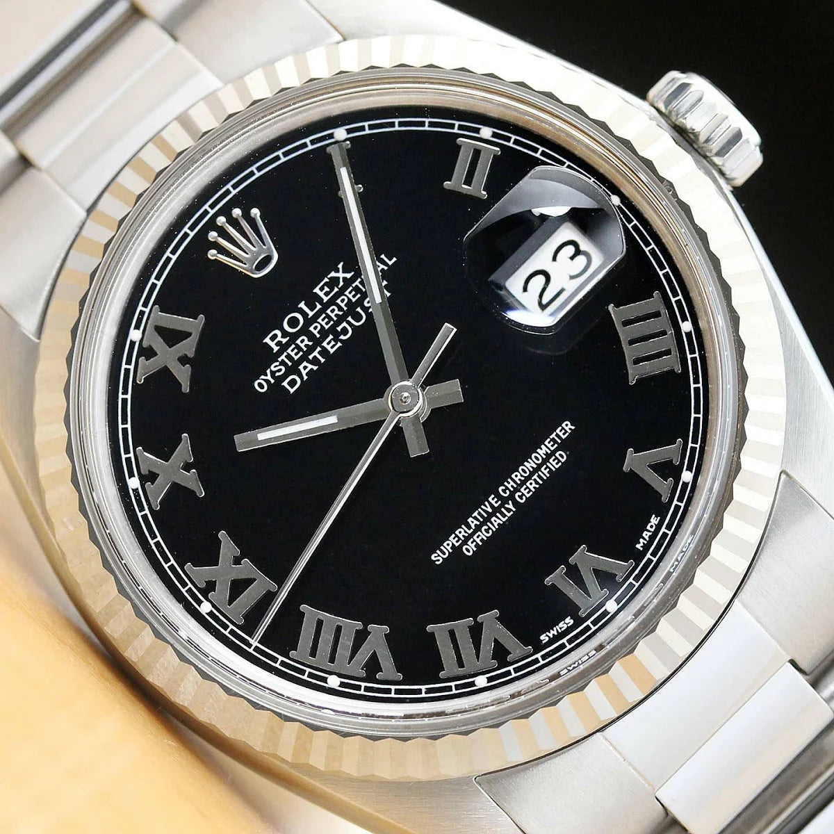 41mm Stainless Steel Oyster Steel Black Dial Roman Numeral- Luxury Watch