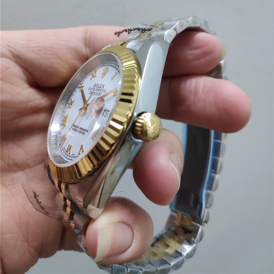 Ladies 28mm Two-Tone Stainless Steel (White Dial) – Luxury Watch