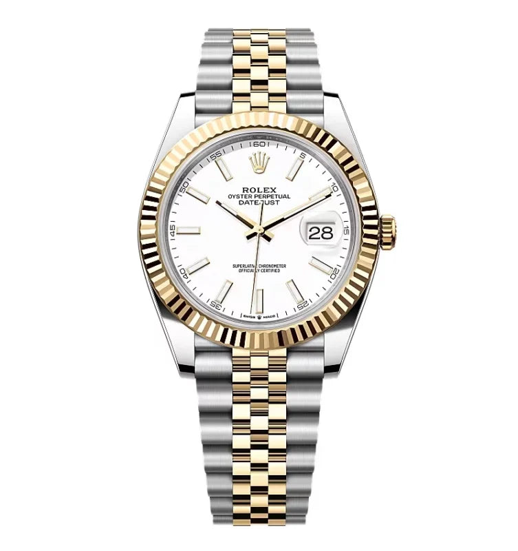 D-Just 41mm Yellow Gold and Steel (White Dial) - Luxury Watch