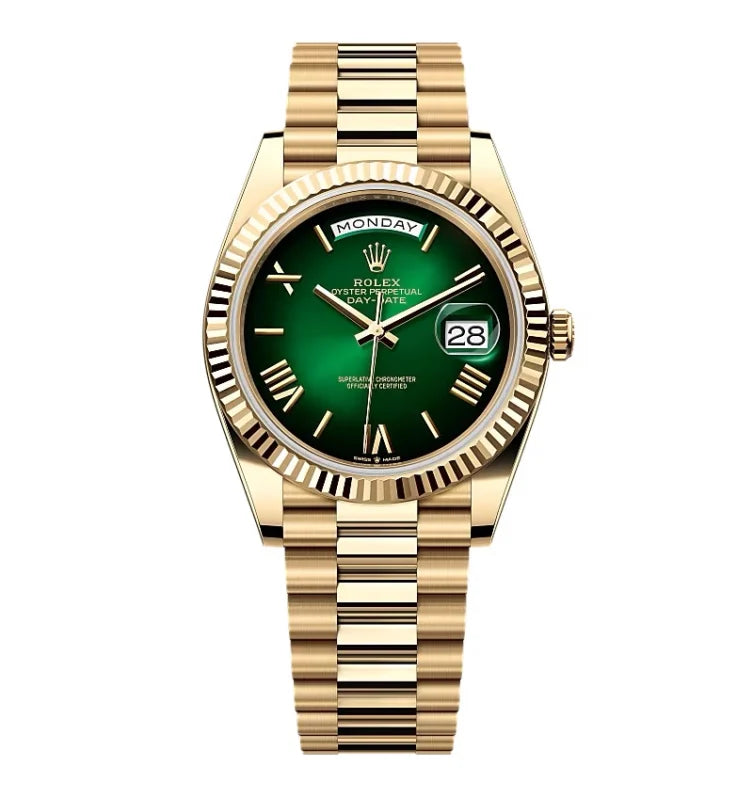 D-Date President 40 Yellow Gold Green Ombre - Luxury Watch