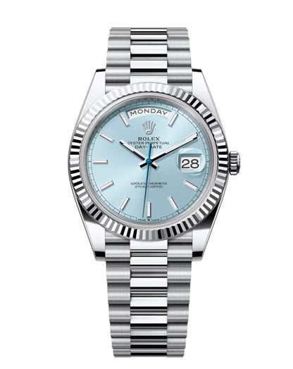 Stainless Steel President D-Date 40 Ice Blue Roman Numerals Dial - Luxury Watch