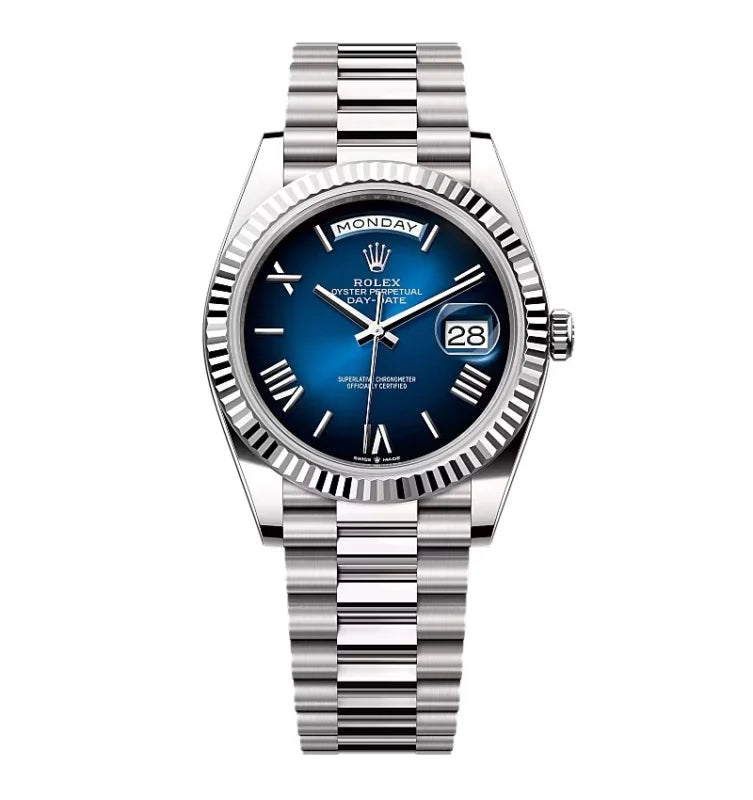 D-Date 40mm Stainless Steel Blue Ombre Roman Dial - Luxury Watch