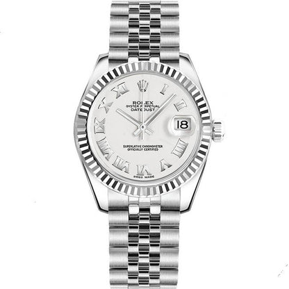 Lady D-Just 28mm Stainless Steel (Silver Roman Dial) – Luxury Watch