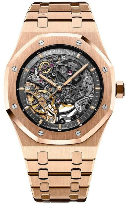 R-OAK Rose-Gold 41mm (Black Skeleton Dial) - Luxury Watch