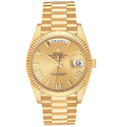 Gold President D-Date Champagne Roman Numerals Dial - Luxury Watch