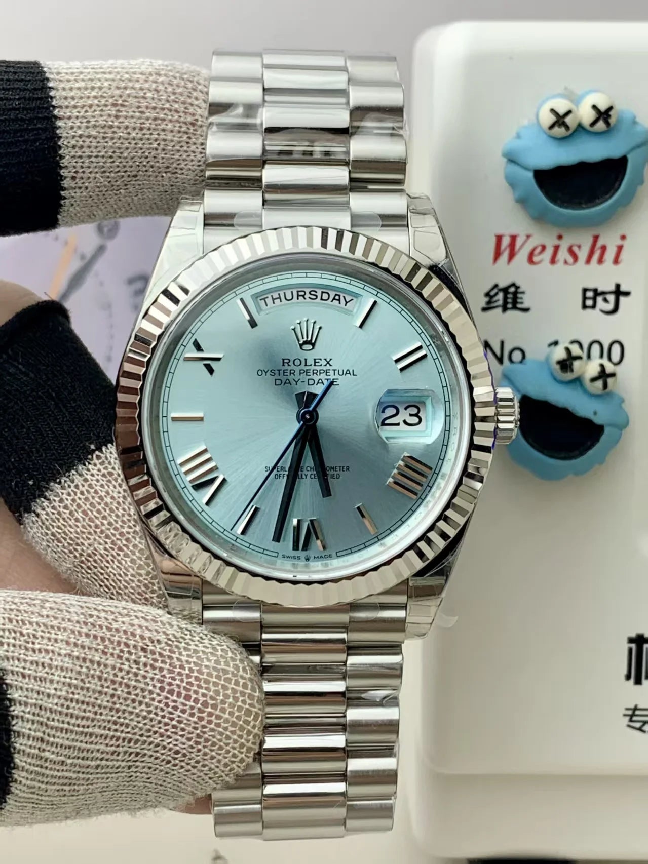 Stainless Steel Day Week 40 Light blue Dial - Luxury Watch