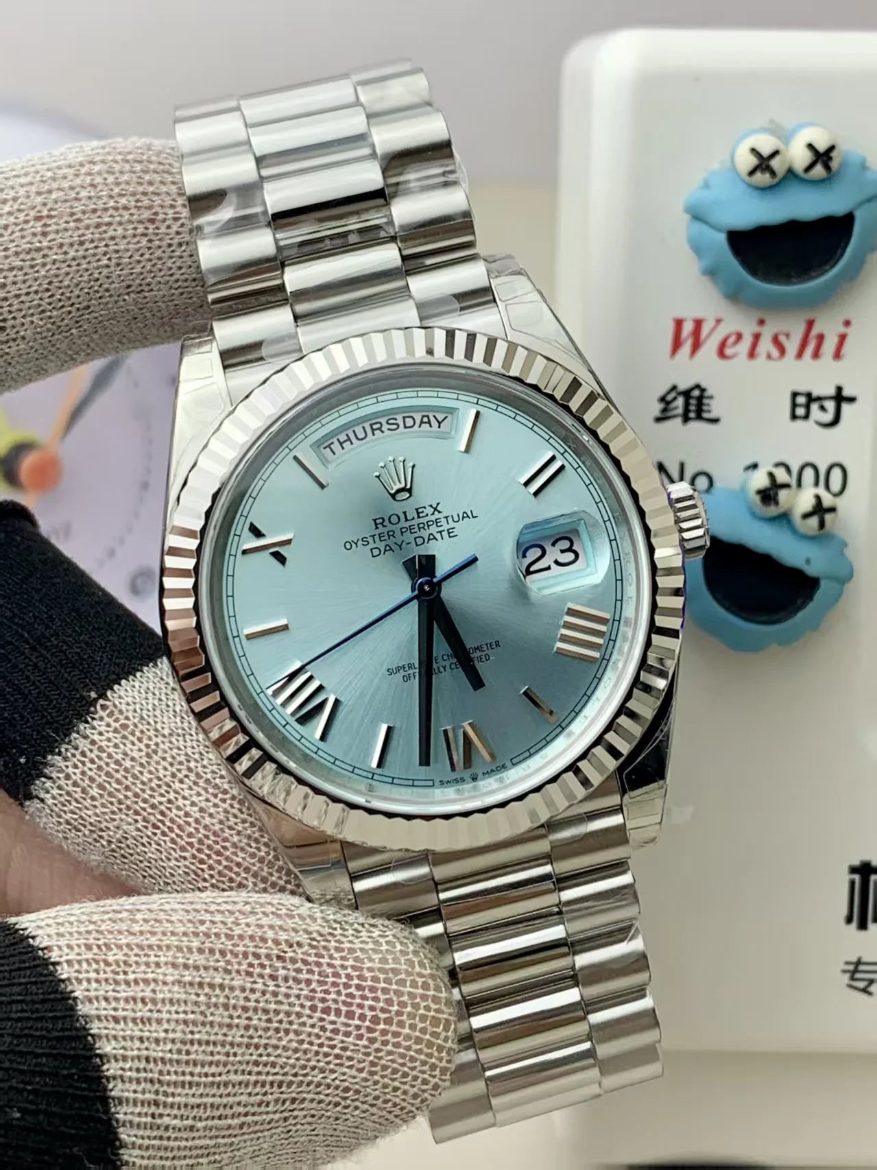 Stainless Steel Day Week 40 Light blue Dial - Luxury Watch