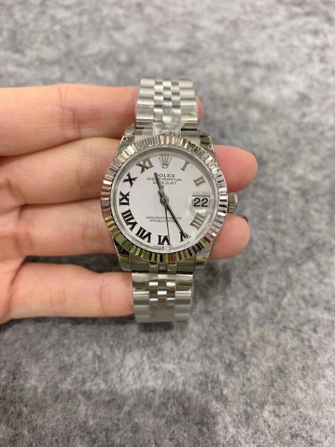 Ladies 28mm Stainless Steel (White Roman Numeral Dial) – Luxury Watch