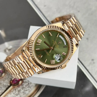 Everose Gold President Day-Date 40 Green - Luxury Watch