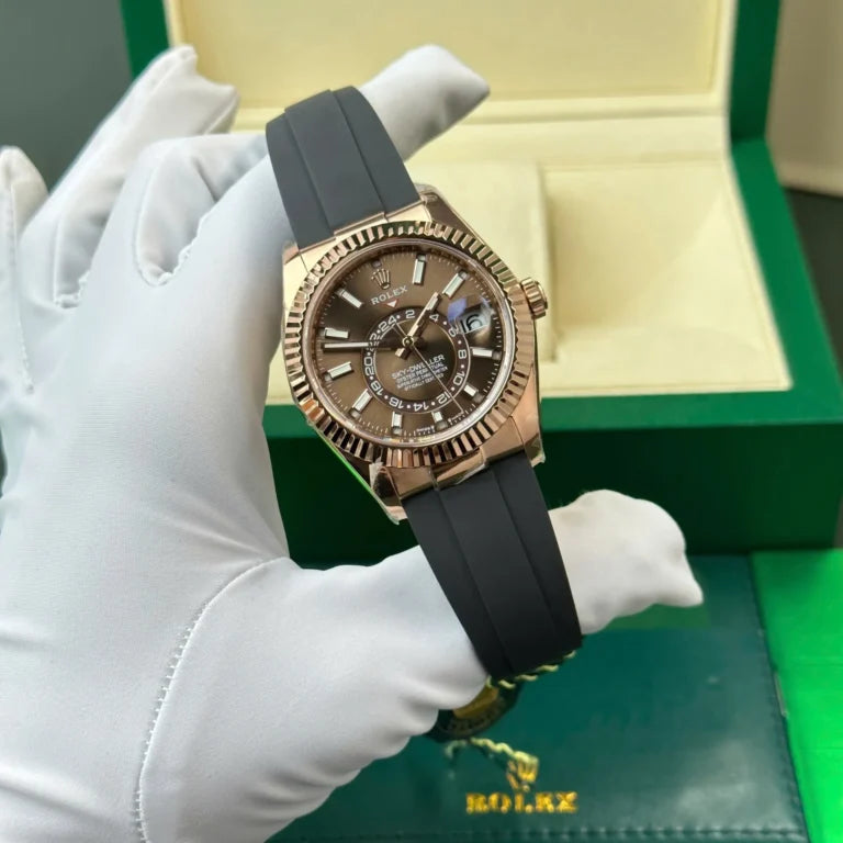 skyscraper Rose Gold Oysterflex (Chocolate Dial) - Luxury Watch