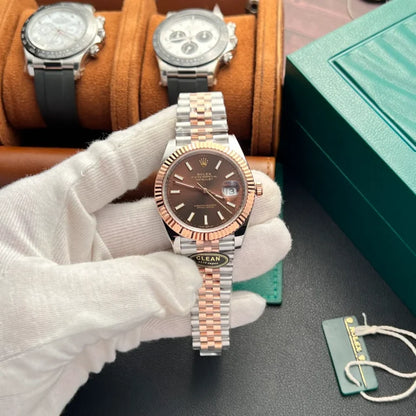 D-Just 41mm Everose Gold and Steel (Chocolate Dial) - Luxury Watch