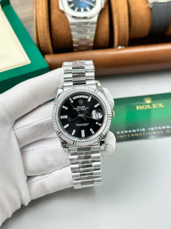 Stainless Steel President D-Date 40 Black - Luxury Watch