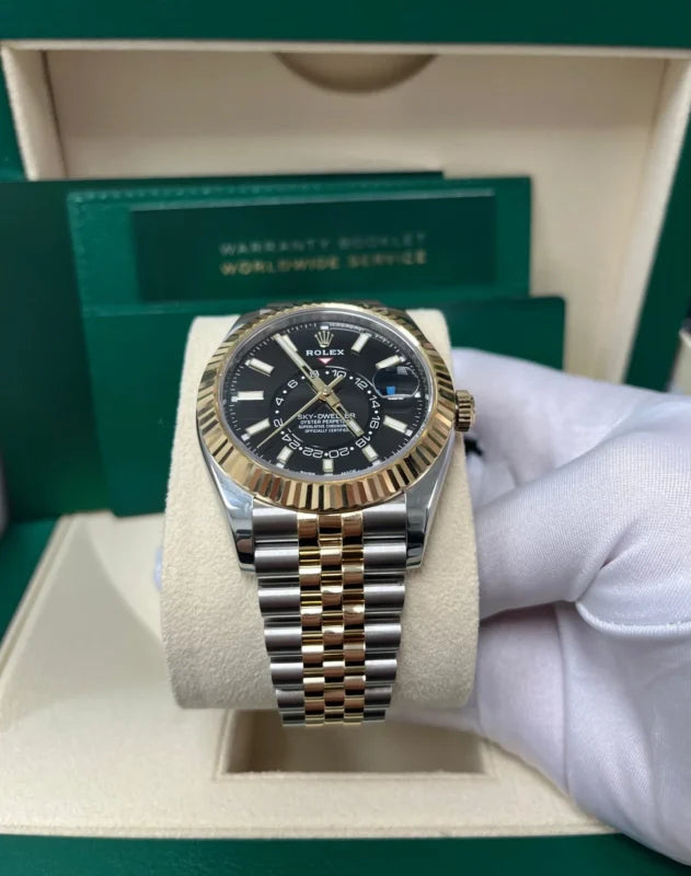 Skyscraper Stainless Steel & Yellow Gold Jubilee (Black Dial) - Luxury Watch