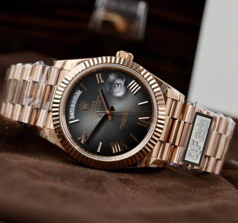 Everose Gold President D-Date 40 Slate Ombre - Luxury Watch