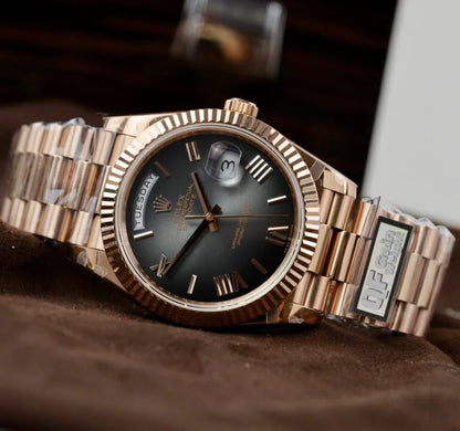 Everose Gold President D-Date 40 Slate Ombre - Luxury Watch