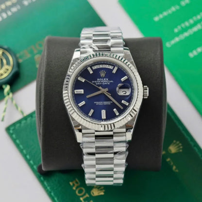 Stainless Steel President Dark Blue D-Date 40 - Luxury Watch