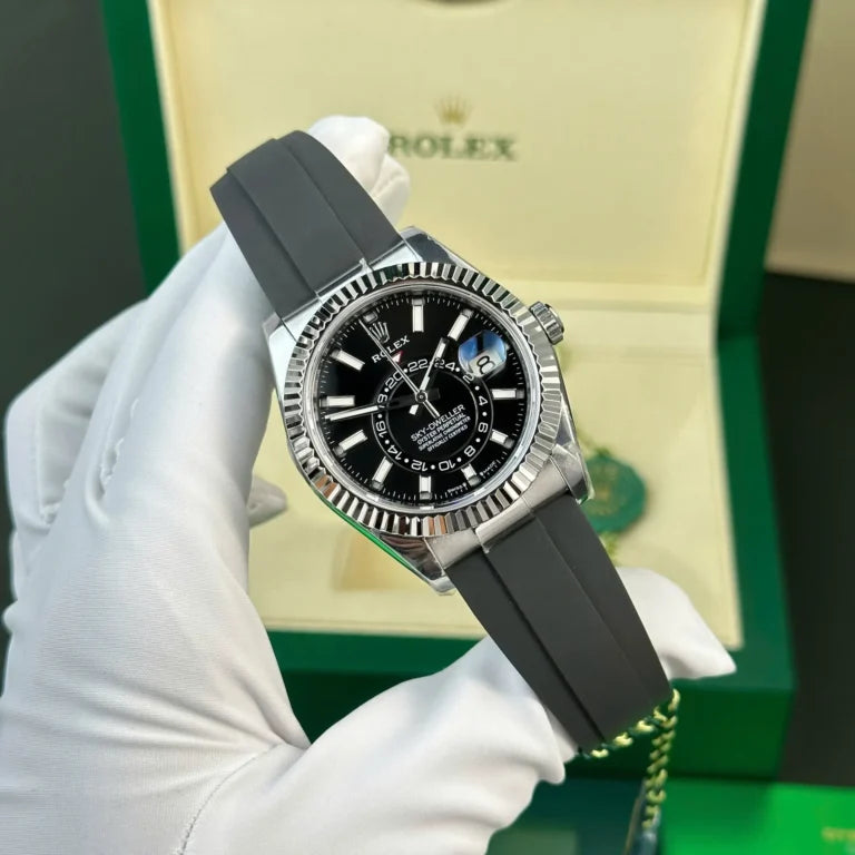 Skyscraper Stainless Steel Oysterflex (Black Dial) - Luxury Watch