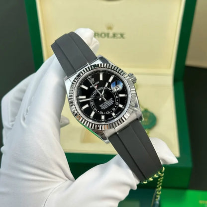 Skyscraper Stainless Steel Oysterflex (Black Dial) - Luxury Watch