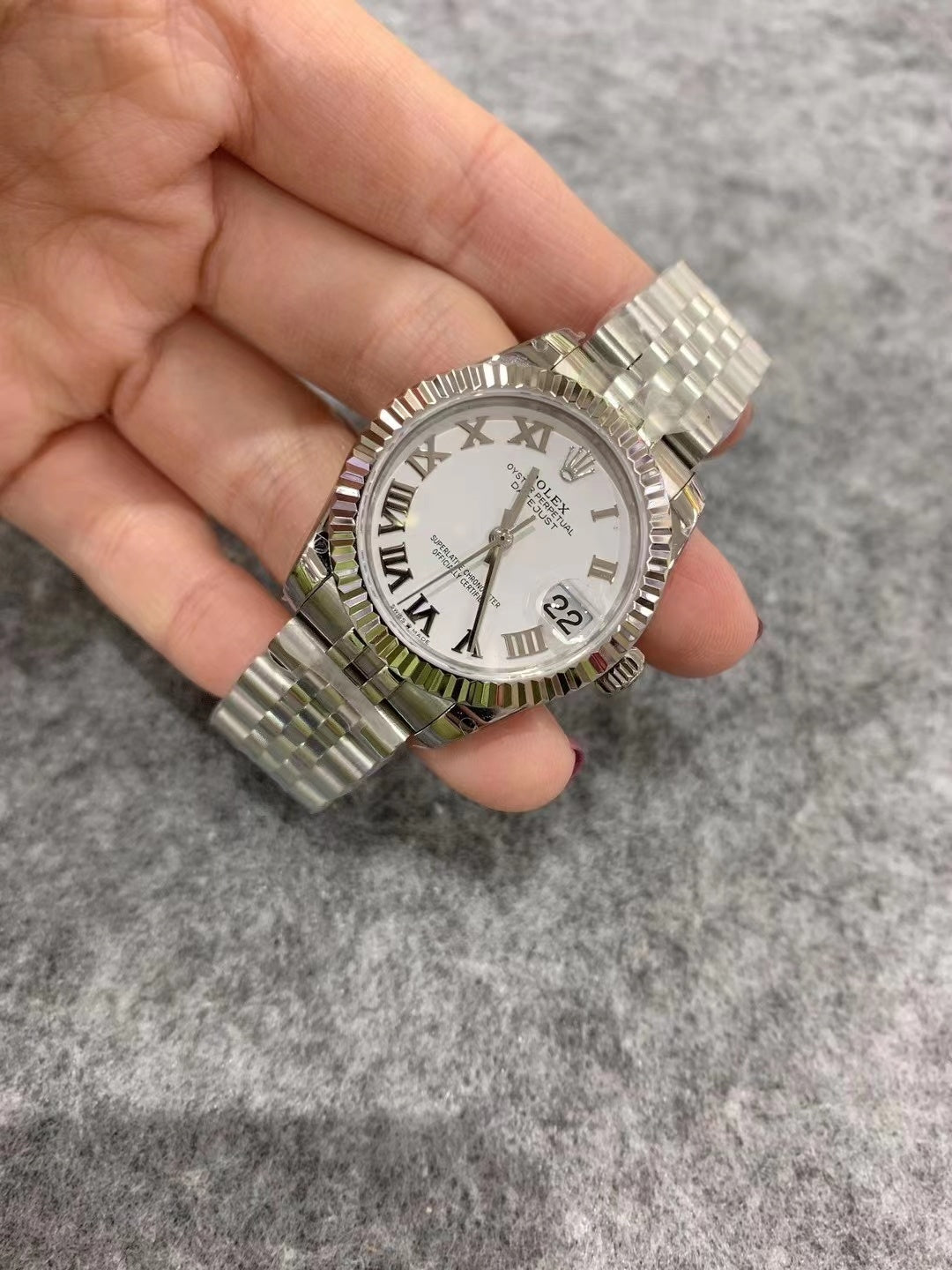 Ladies 28mm Stainless Steel (White Roman Numeral Dial) – Luxury Watch