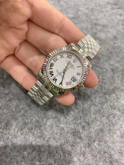 Ladies 28mm Stainless Steel (White Roman Numeral Dial) – Luxury Watch