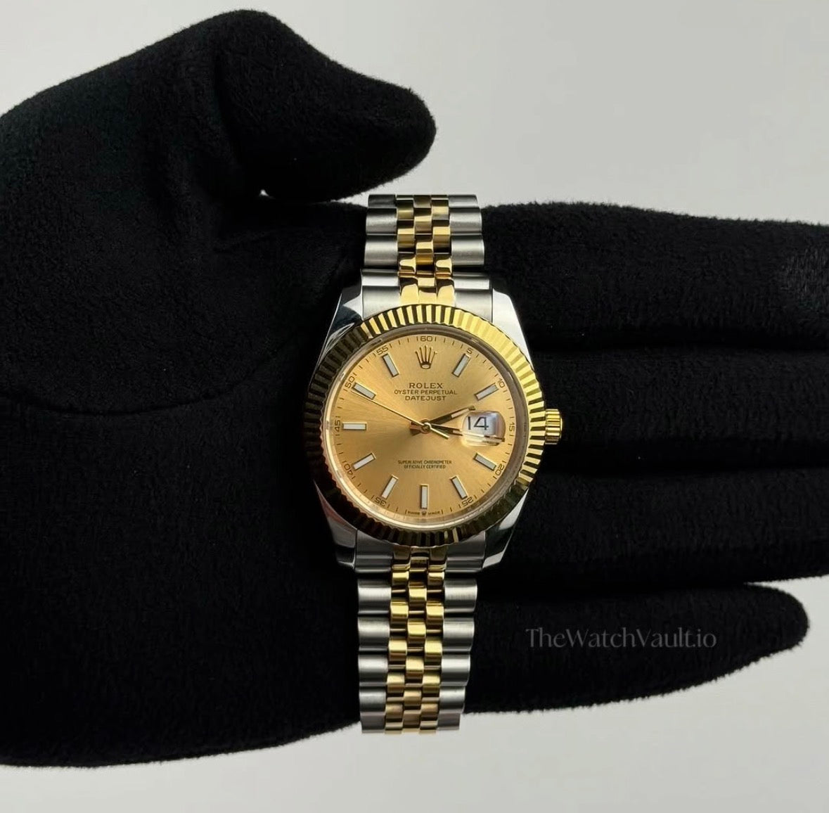 D-Just 41mm Yellow Gold and Steel Jubilee (Champagne Dial) - Luxury Watch