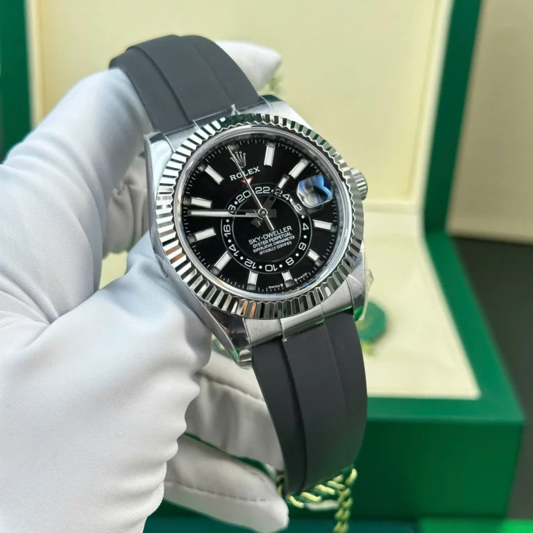 Skyscraper Stainless Steel Oysterflex (Black Dial) - Luxury Watch