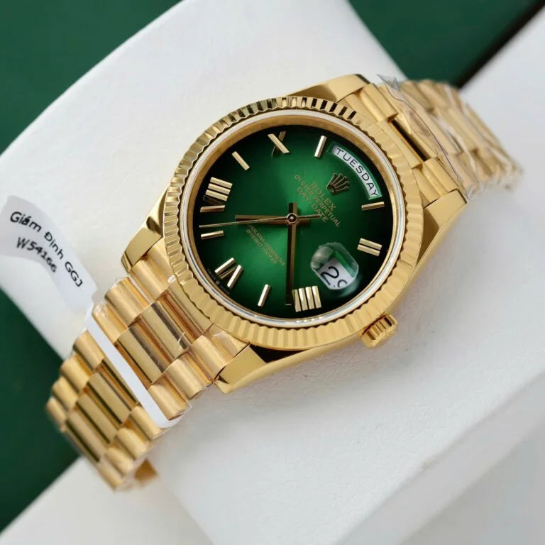 D-Date President 40 Yellow Gold Green Ombre - Luxury Watch