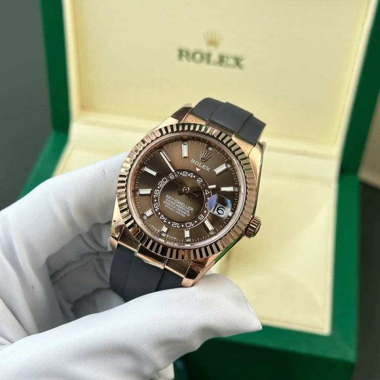 skyscraper Rose Gold Oysterflex (Chocolate Dial) - Luxury Watch