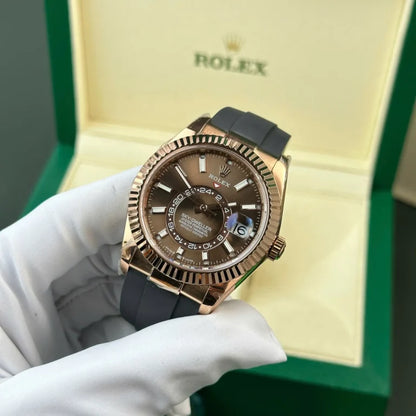 skyscraper Rose Gold Oysterflex (Chocolate Dial) - Luxury Watch