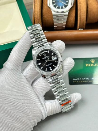 Stainless Steel President D-Date 40 Black - Luxury Watch