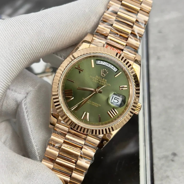 Everose Gold President Day-Date 40 Green - Luxury Watch