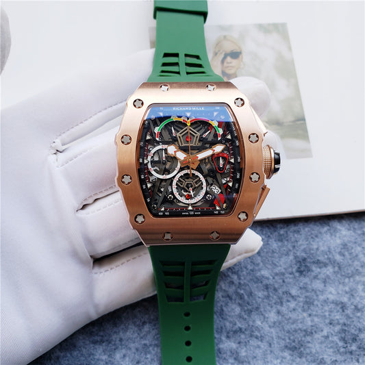 Carbon Sports Watch Rubber Green and Bronze Dial- Luxury Watch