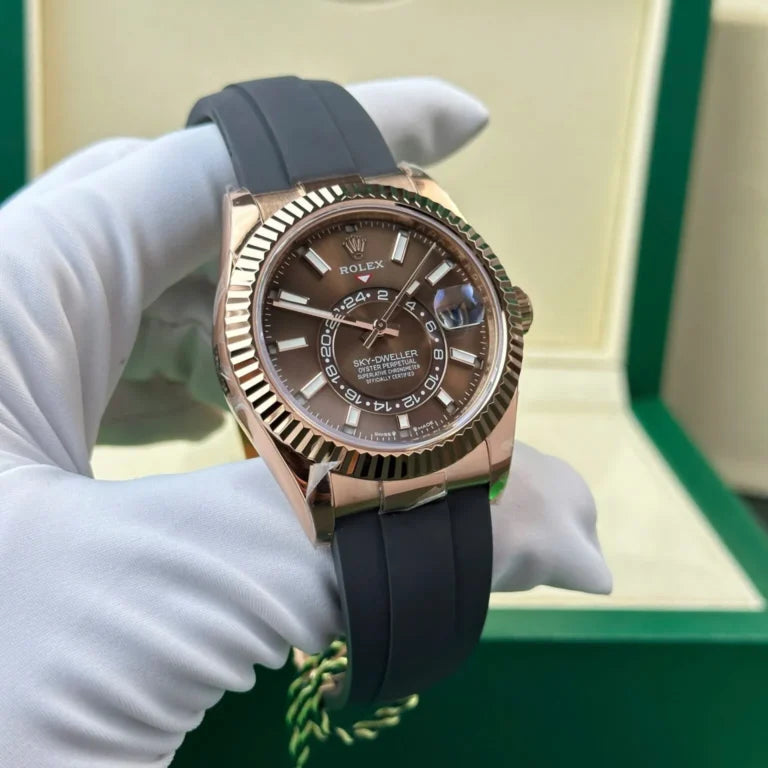 skyscraper Rose Gold Oysterflex (Chocolate Dial) - Luxury Watch