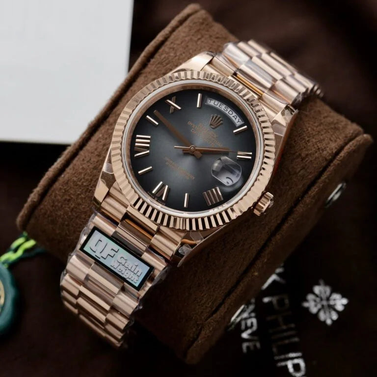 Everose Gold President D-Date 40 Slate Ombre - Luxury Watch