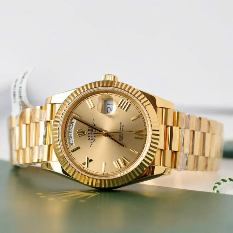 Gold President D-Date Champagne Roman Numerals Dial - Luxury Watch