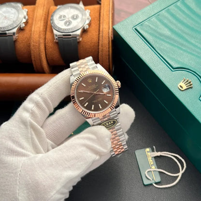 D-Just 41mm Everose Gold and Steel (Chocolate Dial) - Luxury Watch
