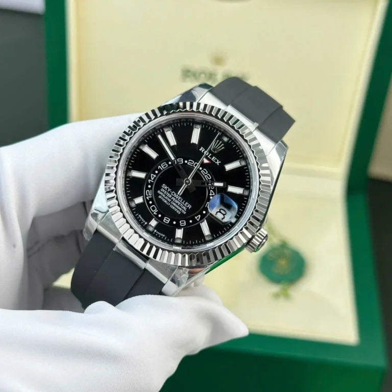 Skyscraper Stainless Steel Oysterflex (Black Dial) - Luxury Watch