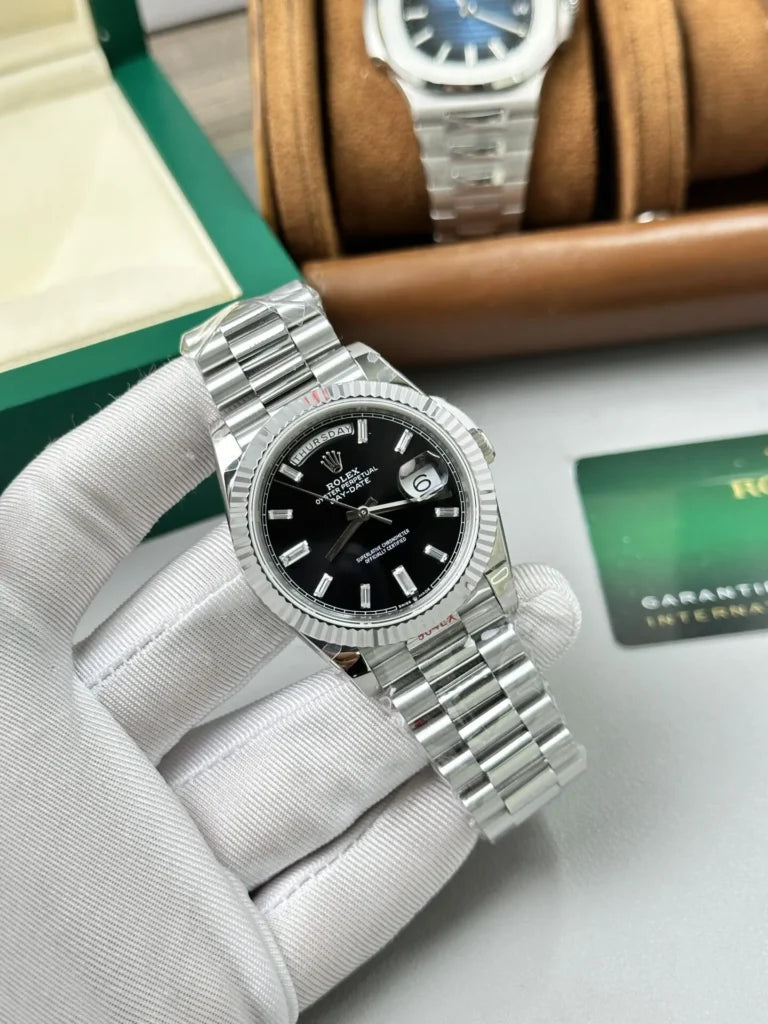 Stainless Steel President D-Date 40 Black - Luxury Watch