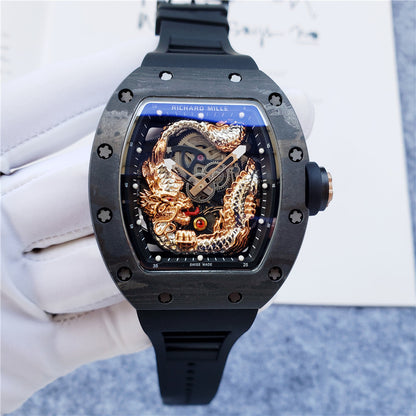 Carbon Sports Watch Black Rubber Eagle Black Dial- Luxury Watch