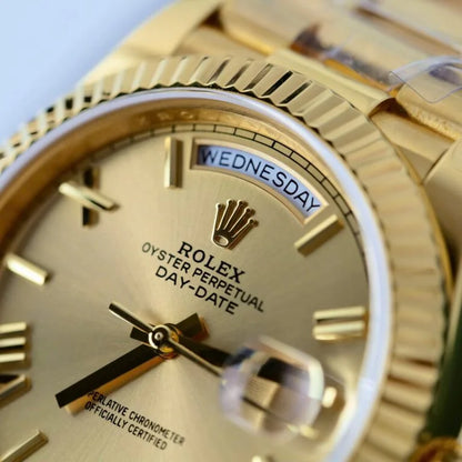 Gold President D-Date Champagne Roman Numerals Dial - Luxury Watch