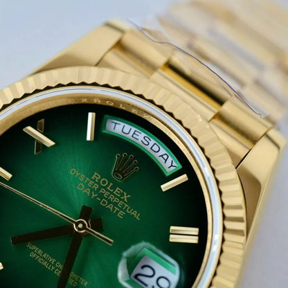 D-Date President 40 Yellow Gold Green Ombre - Luxury Watch