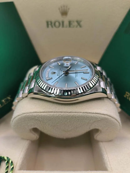 Stainless Steel President D-Date 40 Ice Blue Roman Numerals Dial - Luxury Watch