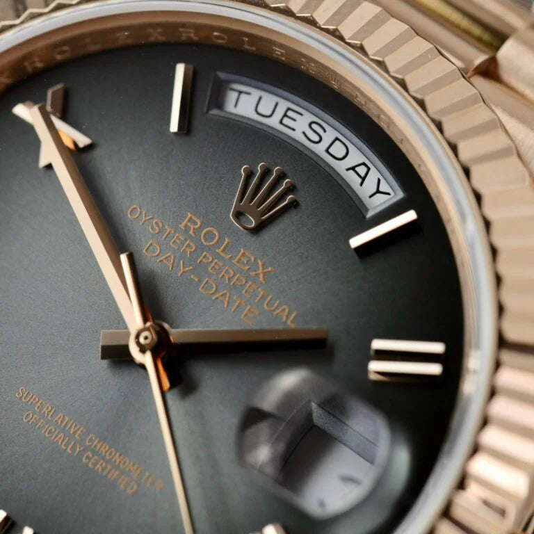 Everose Gold President D-Date 40 Slate Ombre - Luxury Watch