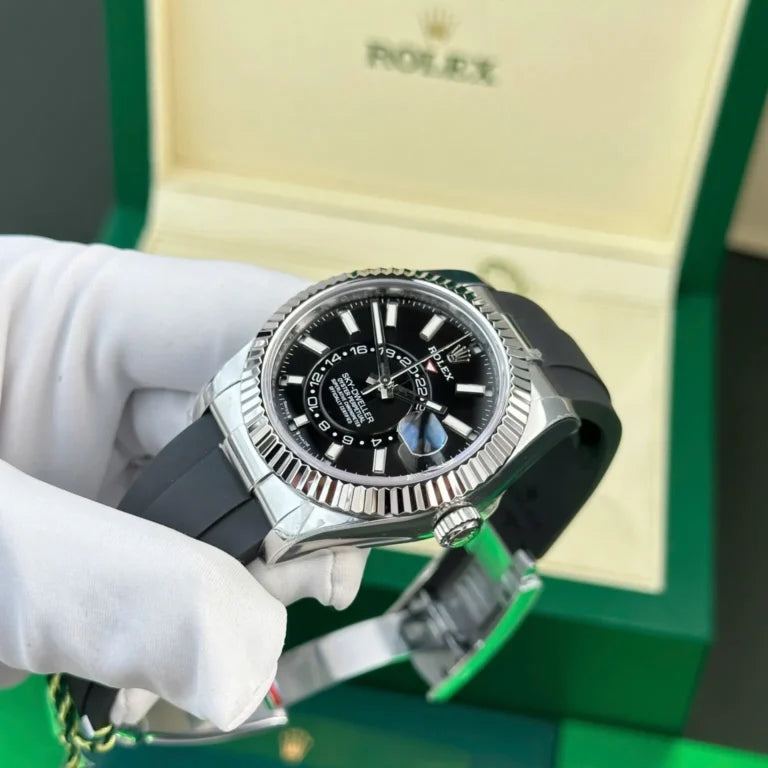 Skyscraper Stainless Steel Oysterflex (Black Dial) - Luxury Watch